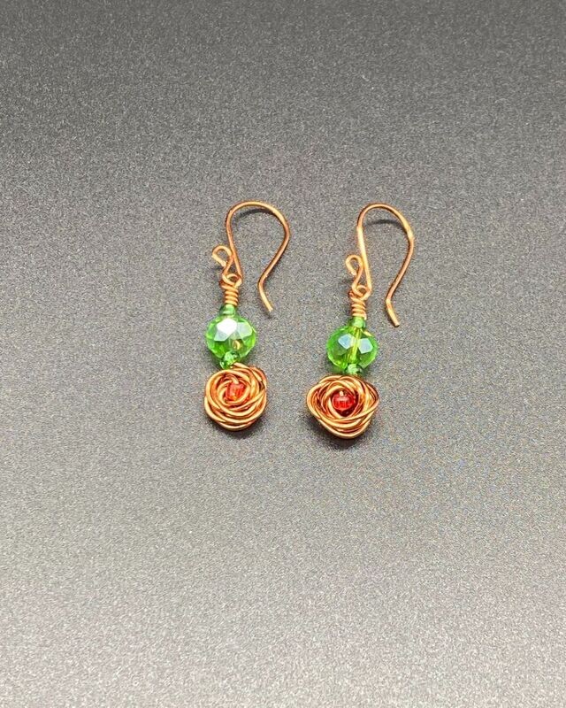 Antique Copper Rose Dangle Earring