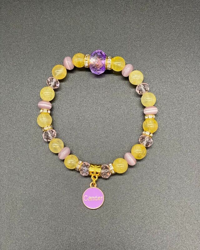 Zodiac Bracelet Citrine &amp; Lavender Cat&#39;s Eye