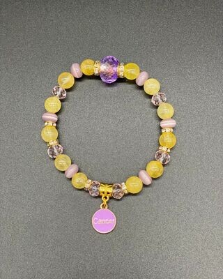 Zodiac Bracelet Citrine &amp; Lavender Cat&#39;s Eye