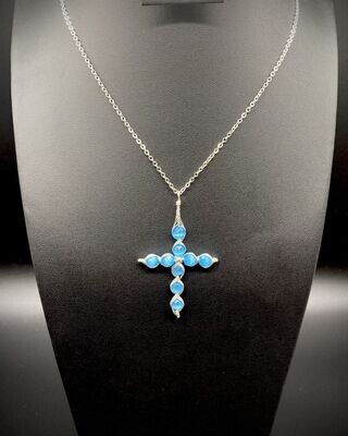 Blue Cat&#39;s Eye Wire Wrapped 20&#39;&#39; Necklace