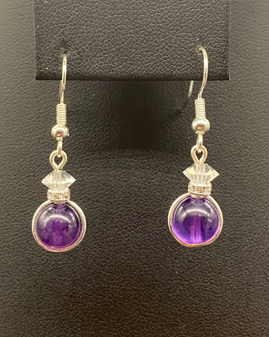 Amethyst &amp; Swarovski Crystal Earrings; Silver