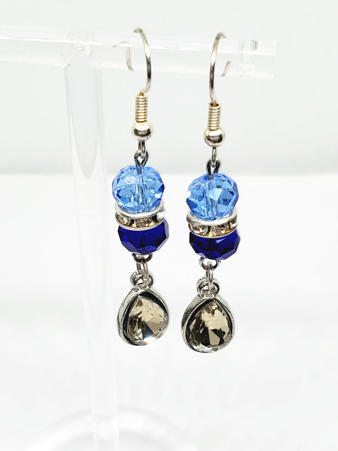 Blue and White Teardrop Earrings