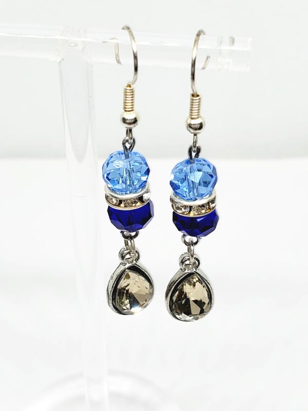 Blue and White Teardrop Earrings