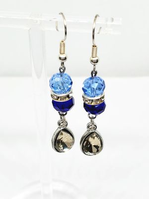 Blue and White Teardrop Earrings