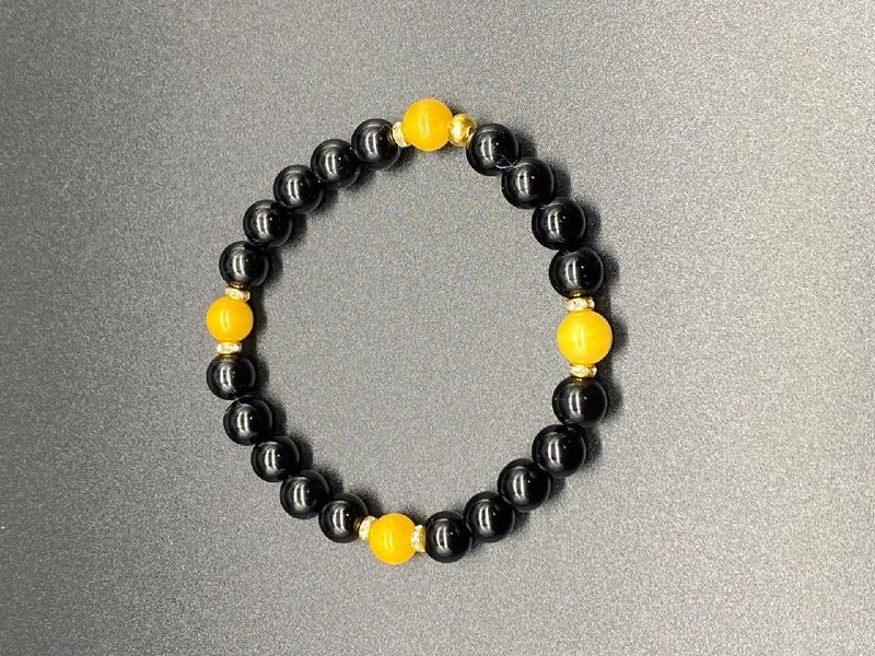 Onyx and Yellow Mookaite Jasper Bracelet