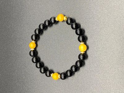 Onyx and Yellow Mookaite Jasper Bracelet