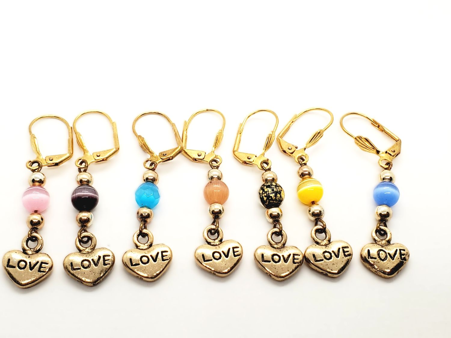 Love Heart Charm with Shell Shaped Leverback Earrings