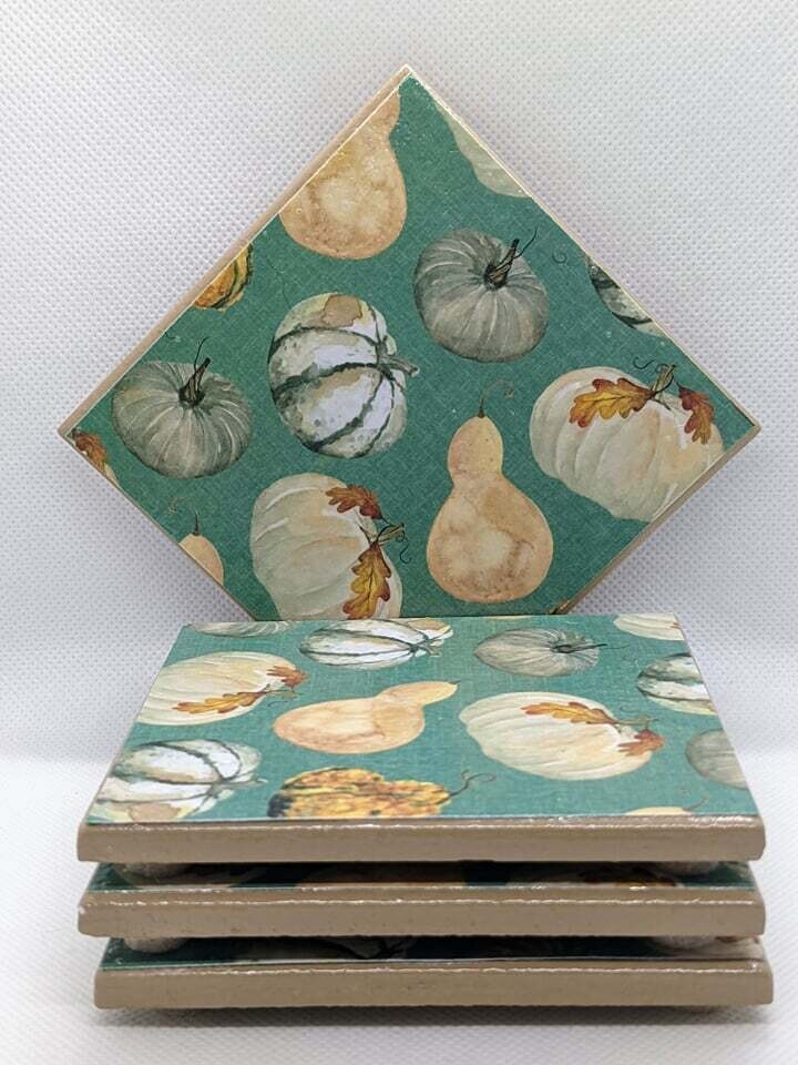 Autumn Gourd Ceramic Coasters