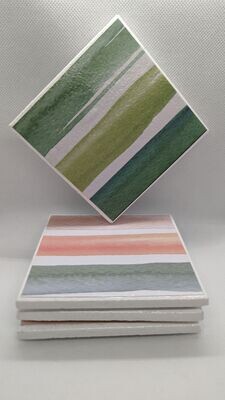 Striped Watercolors Ceramic Coasters