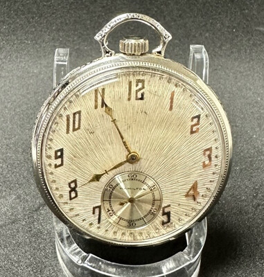 Hamilton Pocket Watch Cadillac Service Award. Size 12. Solid 14k White Gold Case