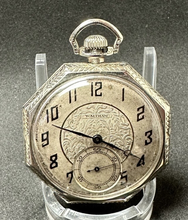 Waltham Pocket Watch Size 12. Solid 14k White Gold Watch.