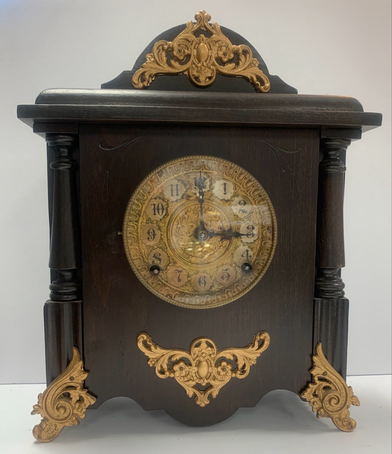 Mantle Clock With brass accents