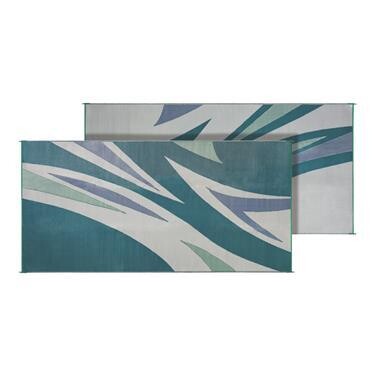 Faulkner 01-0647
Patio Mat; Summer Waves Design; 16 Foot Length x 8 Foot Width; Green And Blue; Polypropylene; Reversible Fabric; Mold And Mildew Resistant; Without Grommets/ Storage Bag; With Corner