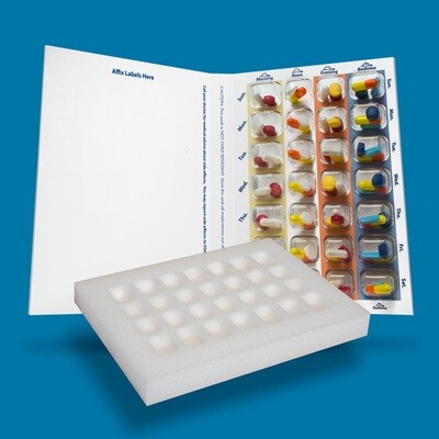 Qube 7-Day Mini Multi-Med w/ Foam Sealing Template - 100 Cards