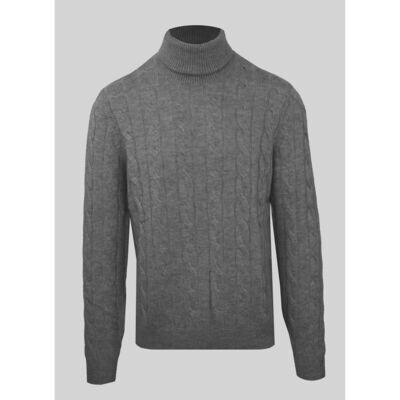 Malo Grey Patterned Turtleneck Sweater