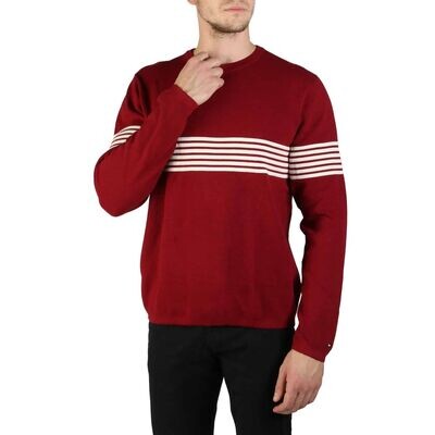 Tommy Hilfiger Mens Red Striped Sweater
