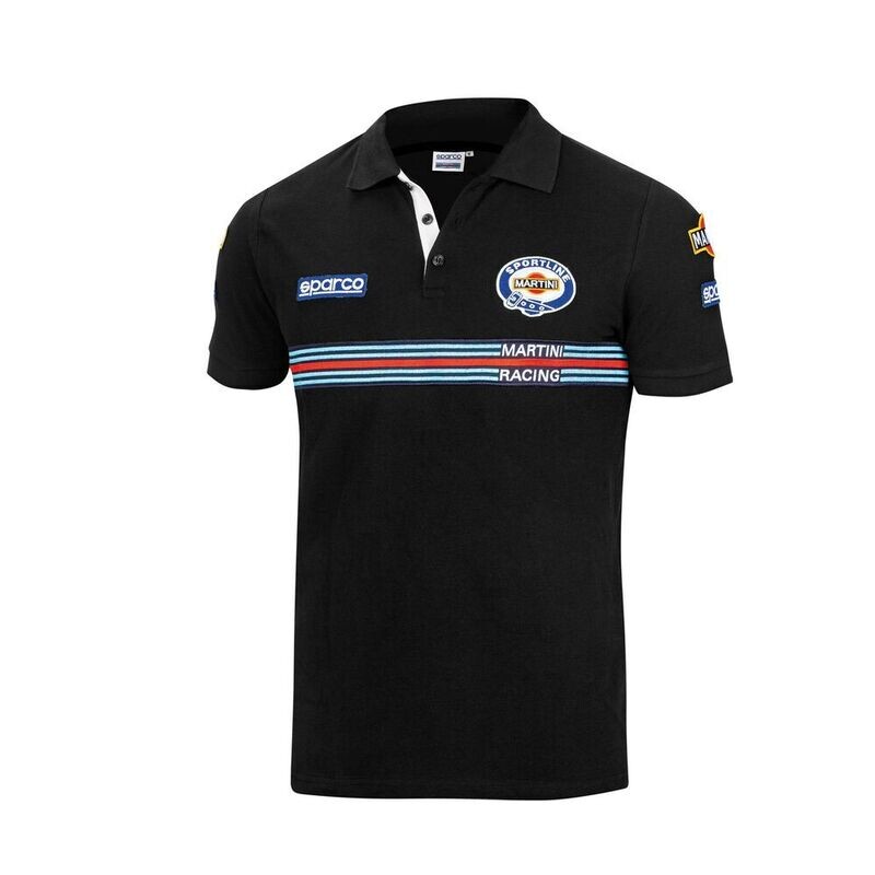 Men&#39;s Short Sleeve Sparco Martini Racing Polo Shirt​ in Black