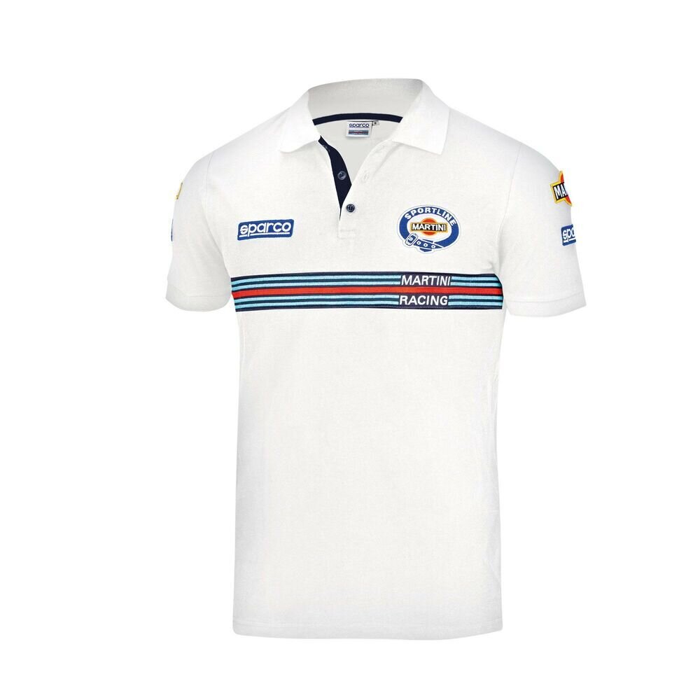 Mens Short Sleeve Sparco MARTINI-R Polo Shirt ​in White