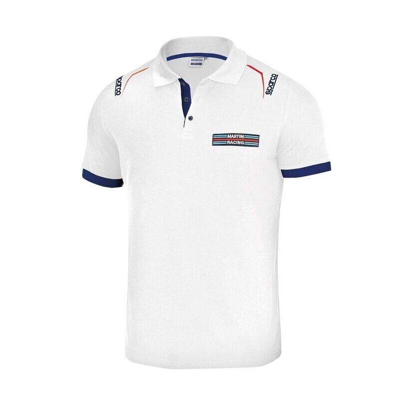 Men&#39;s Short Sleeve Sparco Martini Racing Polo Shirt in White