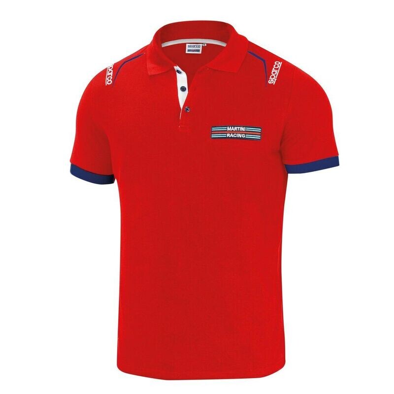 Men&#39;s Short Sleeve Polo Shirt Sparco Martini Racing Red (Size L)