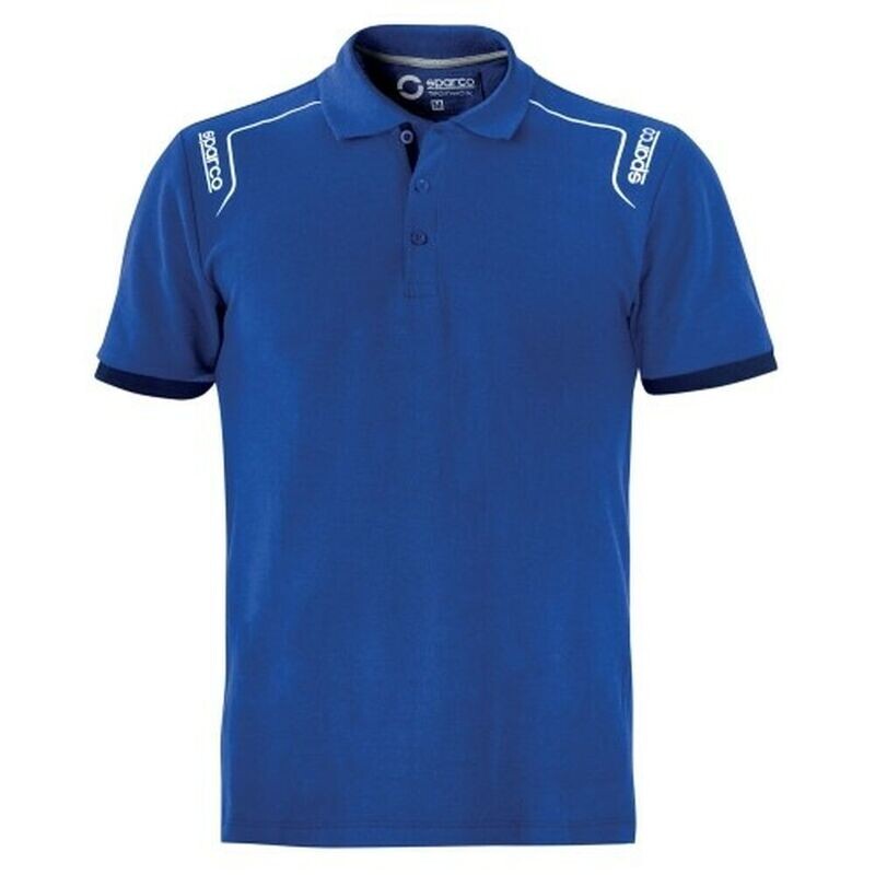 Men&#39;s Short Sleeve Polo Shirt Sparco TECH STRETCH Blue (Size XL)