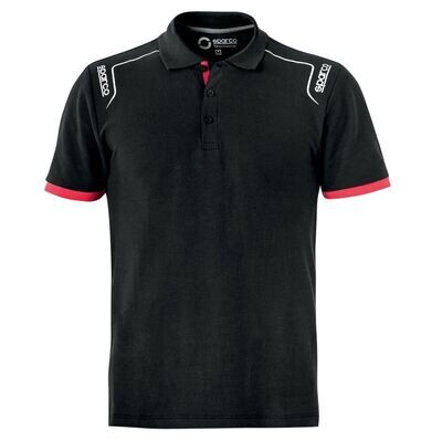 Men's Short Sleeve Polo Shirt Sparco TECH STRETCH Black (Size L)