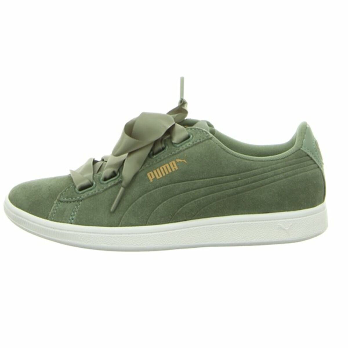 Womens stylish Puma Vikky Ribbon trainers in Olive Green
