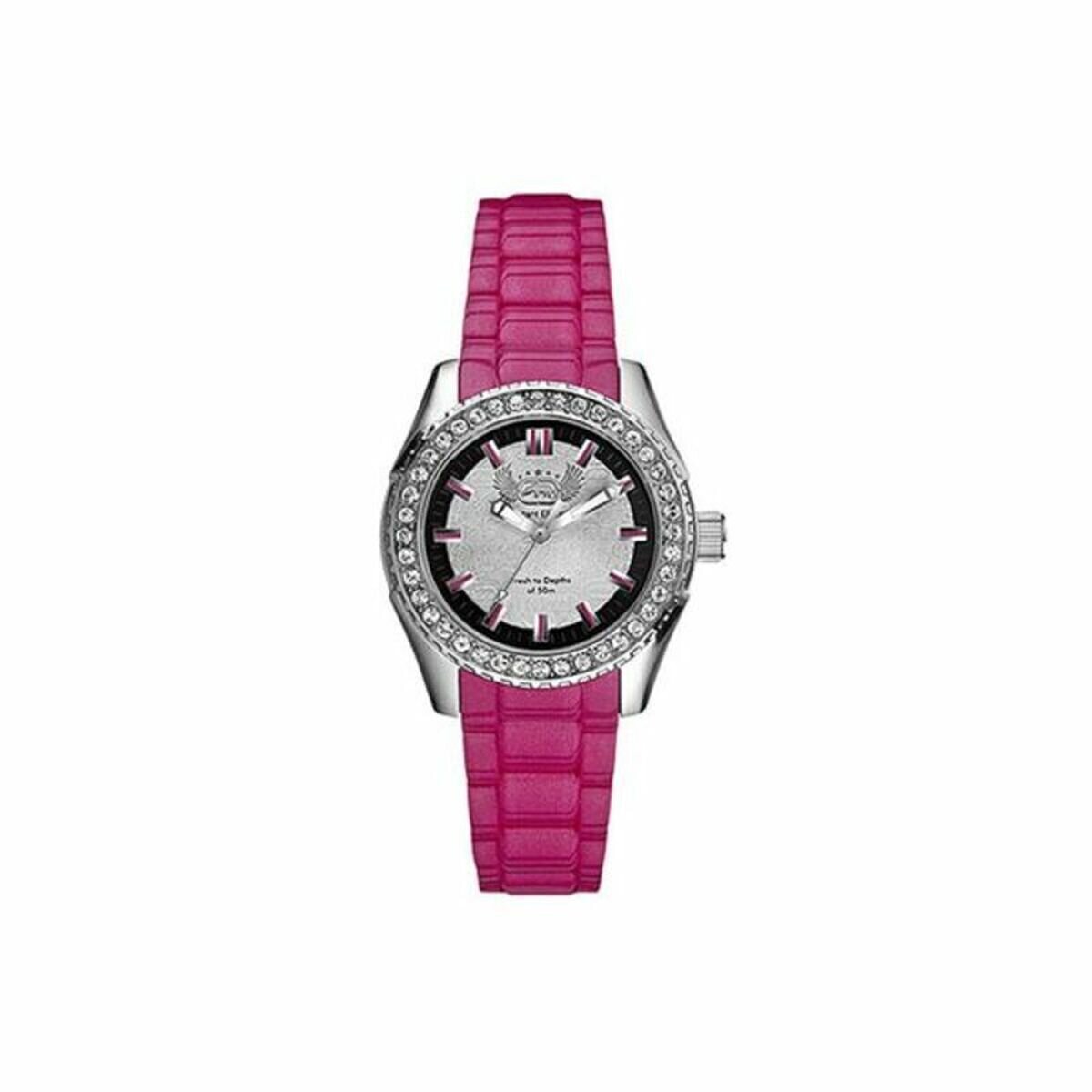 Ladies Pink and diamante Marc Ecko wrist watch