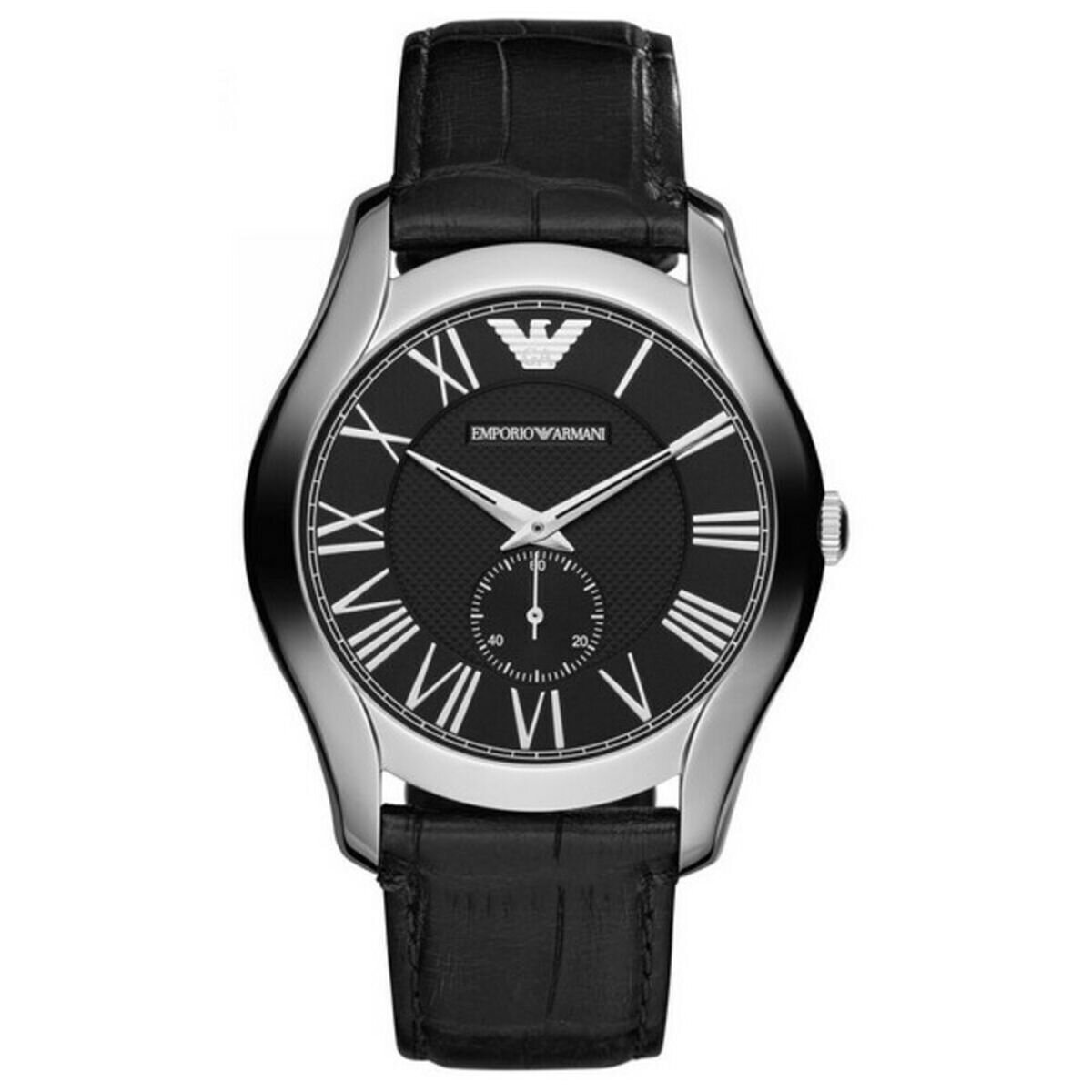 Men's Black and Grey Armani Watch