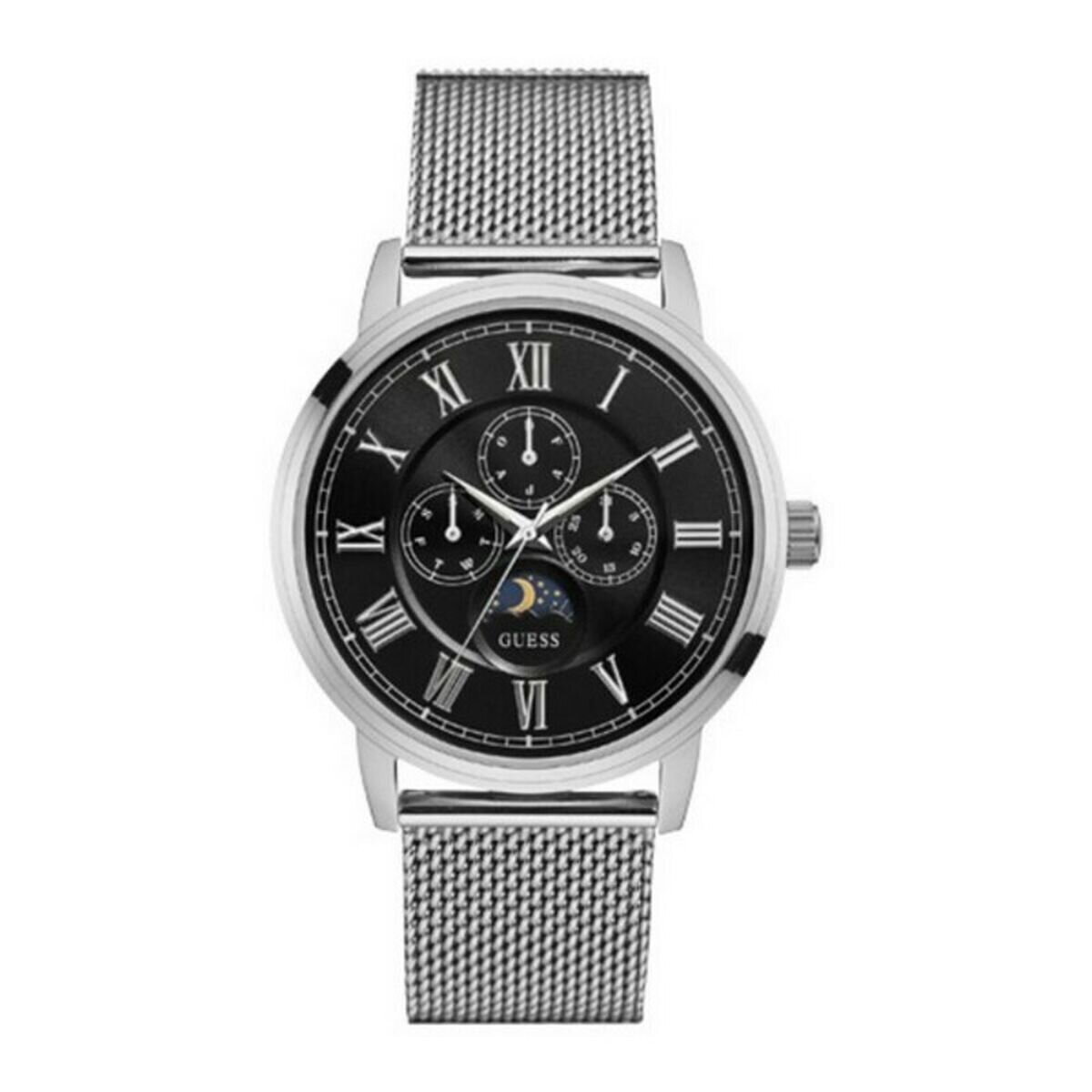 Men's black and silver Guess Watch