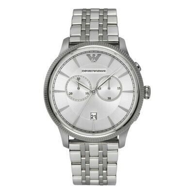 Men's Silver and Grey Armani Watch