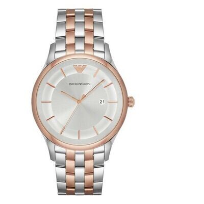 Men&#39;s two tone silver and rose gold quartz watch