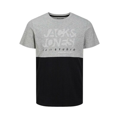 Short Sleeve Jack &amp; Jones Grey And Black T-Shirt