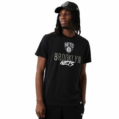 New Era Brooklyn Nets NBA Script Black T-Shirt