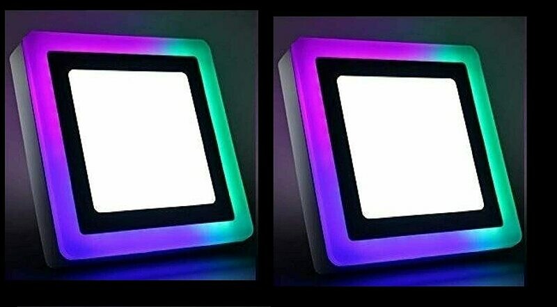 L-Score (Savic) 16 Watt 12+4 PGB Square Double Colour LED Surface Panel Side 3D Effect Light (White and Multicolour)