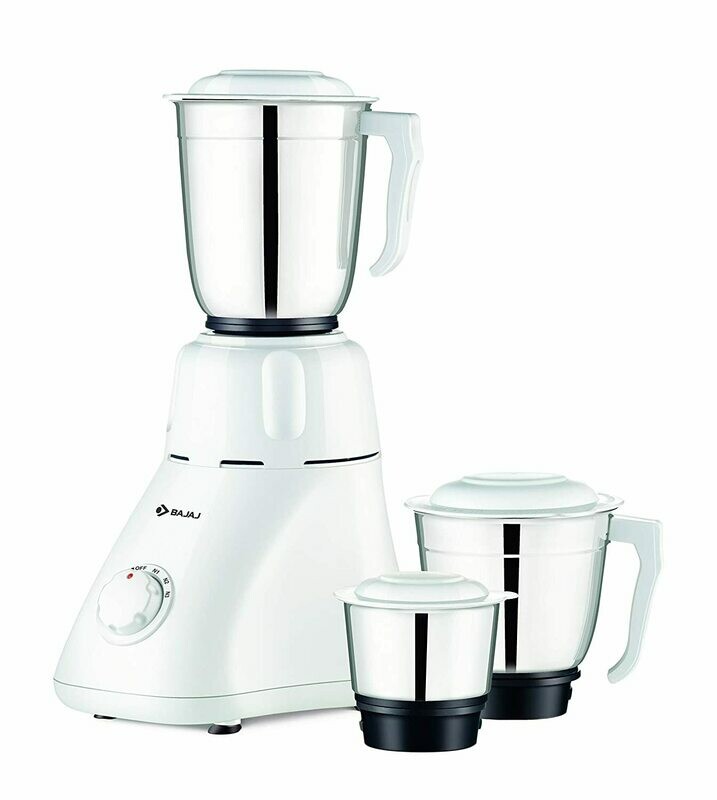 Bajaj Easy 500-Watt Mixer Grinder with 3 Jars (White)