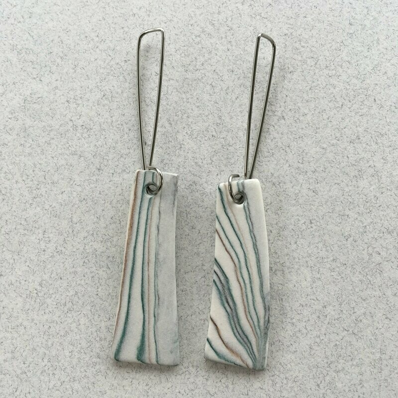 Blue green long earrings