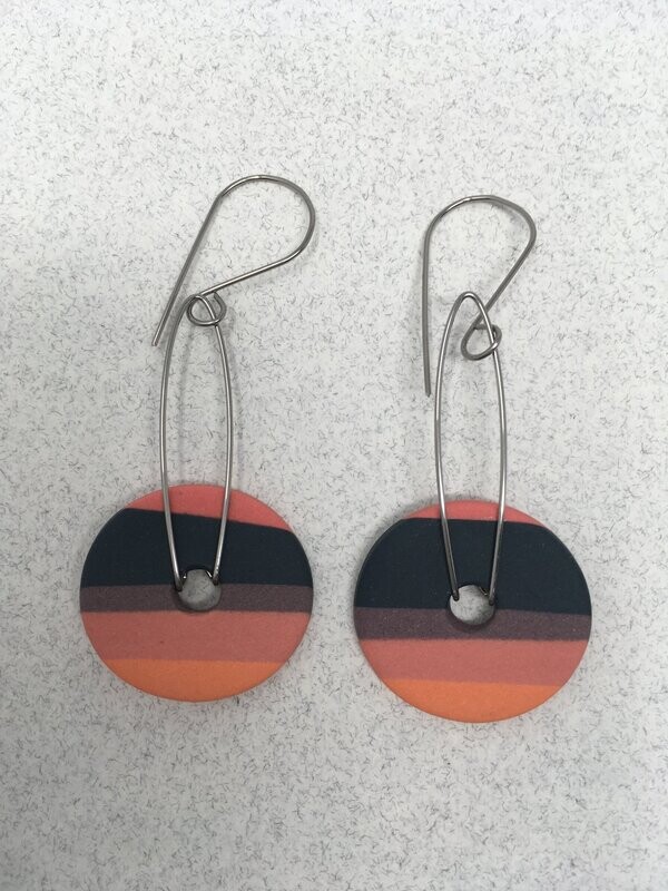 Ruthin red intense disc earrings - 22mm diam.