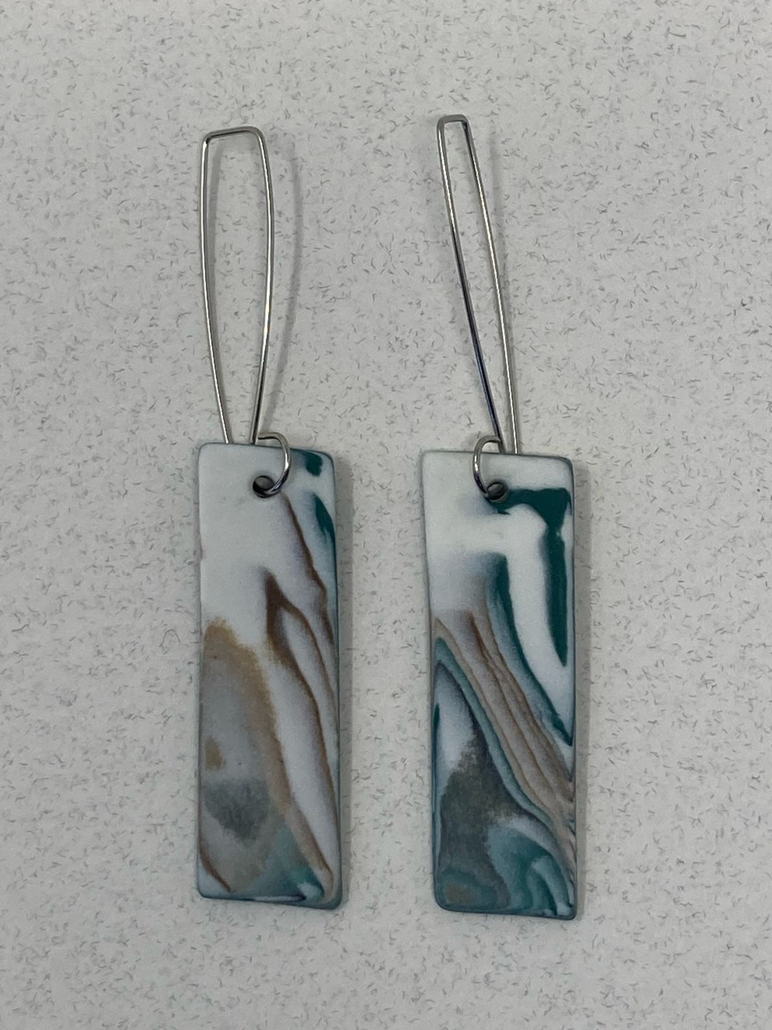 Blue green long earrings