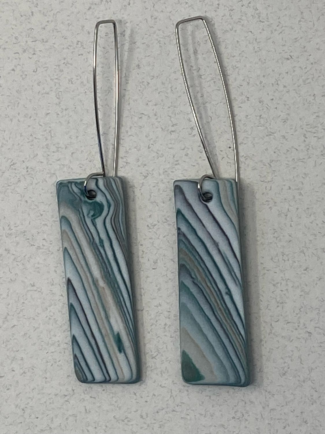 Blue green long earrings