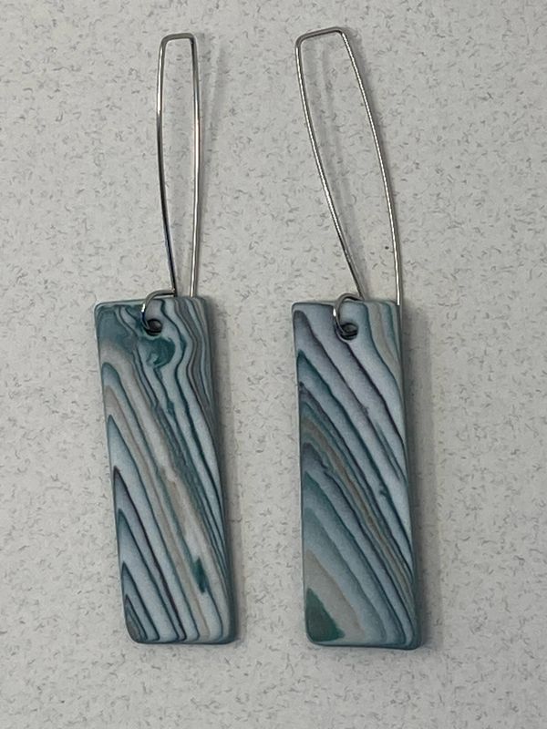 Blue green long earrings