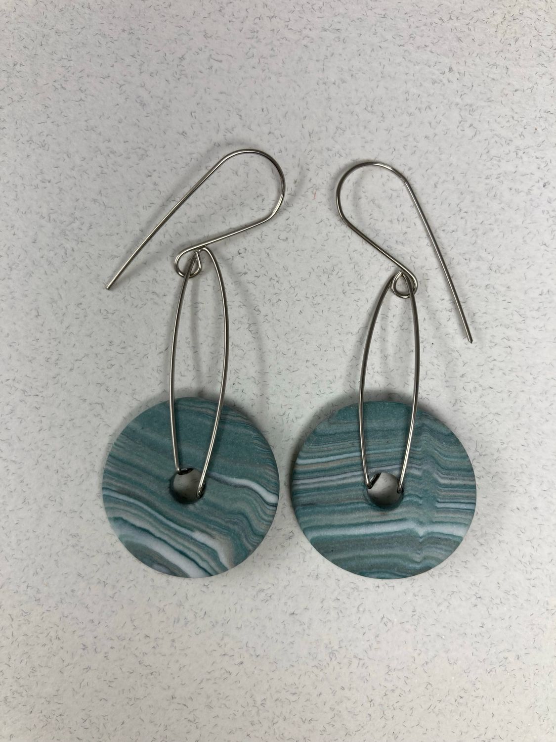 Blue green disc earrings