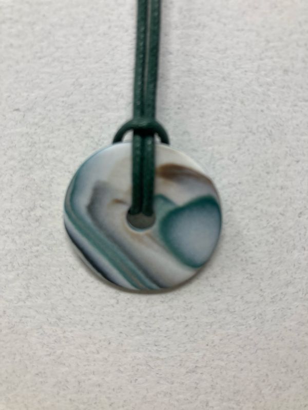 Blue green disc pendant