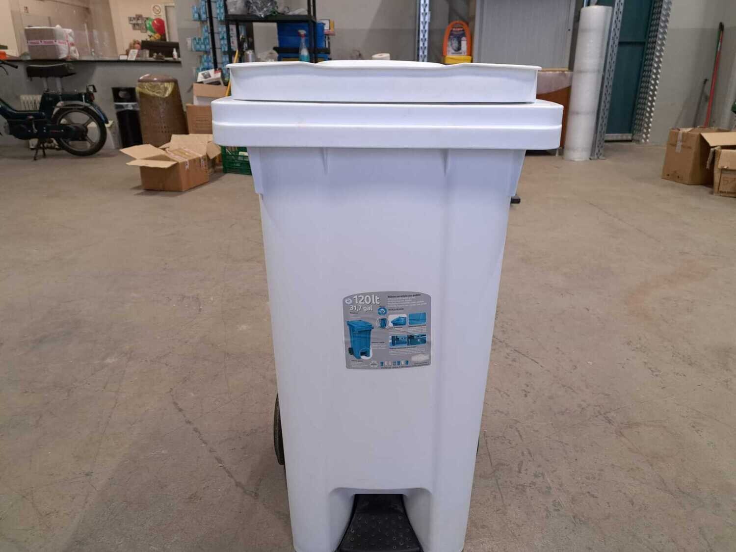 Bidone immondizia carrellato con pedale Stefanplast, Bidone Stefanplast 120 LT: Bianco