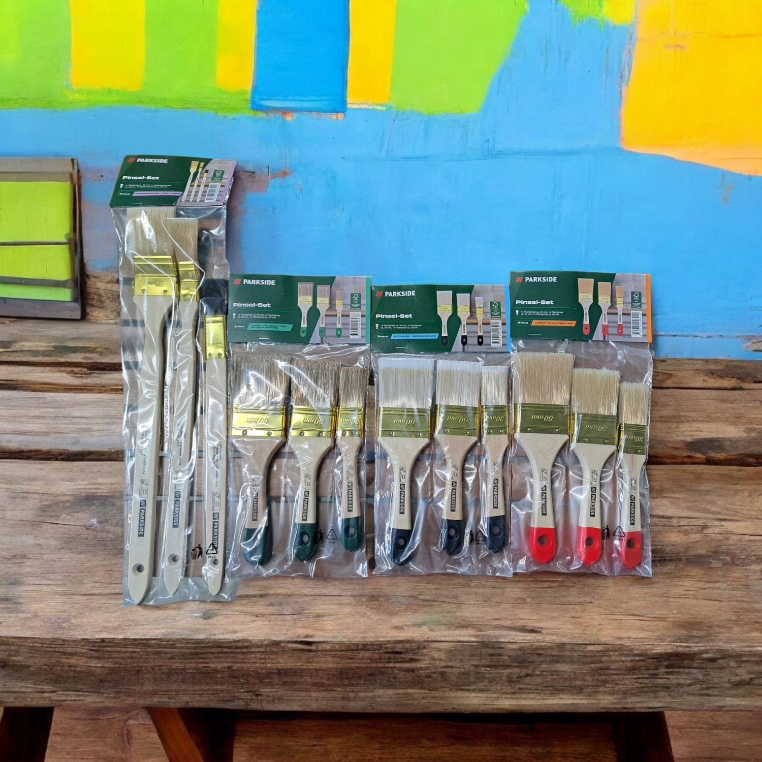 4 set di pennelli da 3 pz Parkside