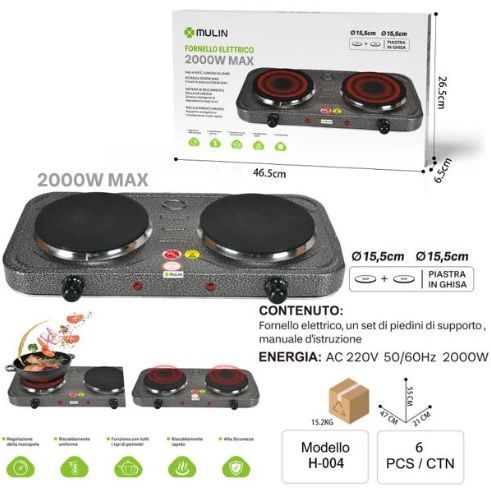 Fornello elettrico 2000W MAX
