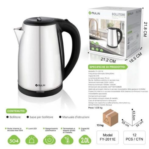 Bollitore elettrico 2 litri FY-2011E