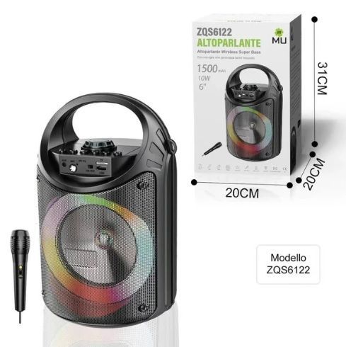 Karaoke - Cassa altoparlante bluetooth ricaricabile portatile con microfono