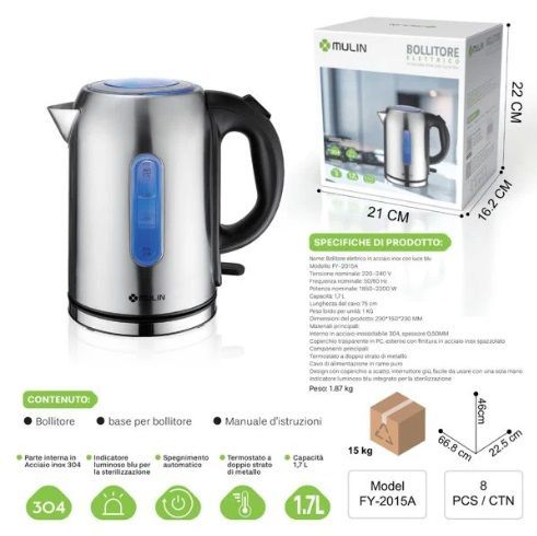 Bollitore elettrico 1.7 litri FY-2015A