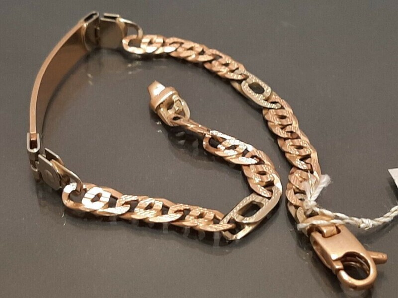 Gold bracelet with plate, length 19 cm